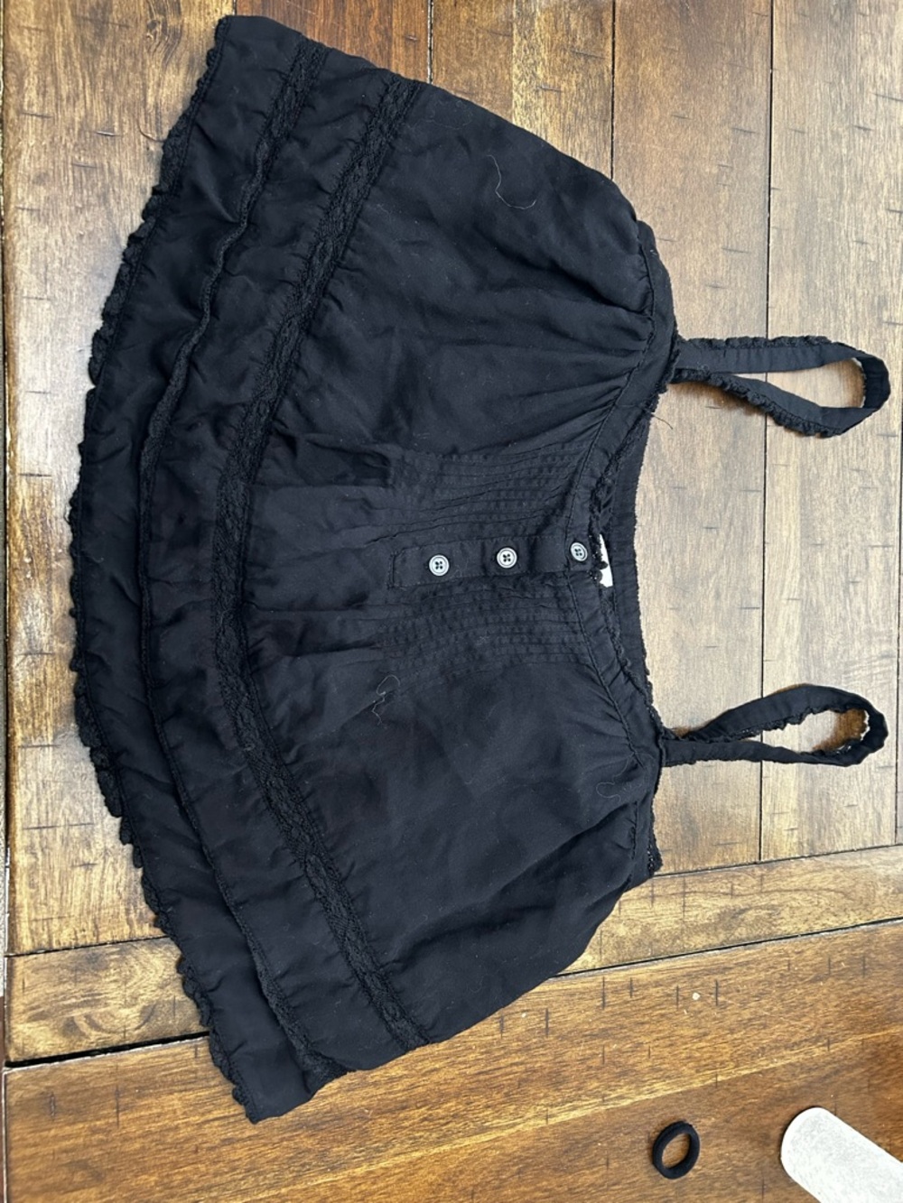 Wilfred Black Ruffled Spaghetti-Strap Crop Top